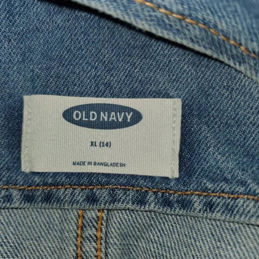 Old Navy Denim Distressed Overalls || girls XL EUC